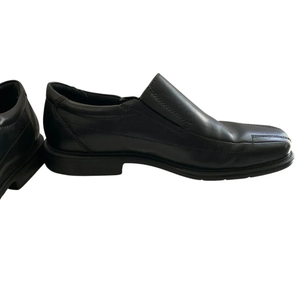 Clarks Leather England Deane Square Toe Loafer Mens 10M Black Office Career Work